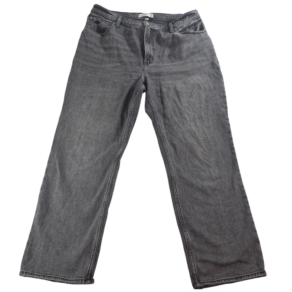 Abercrombie & Fitch Womens 16 L Black Jeans Curve Love Ultra High Ankle Straight